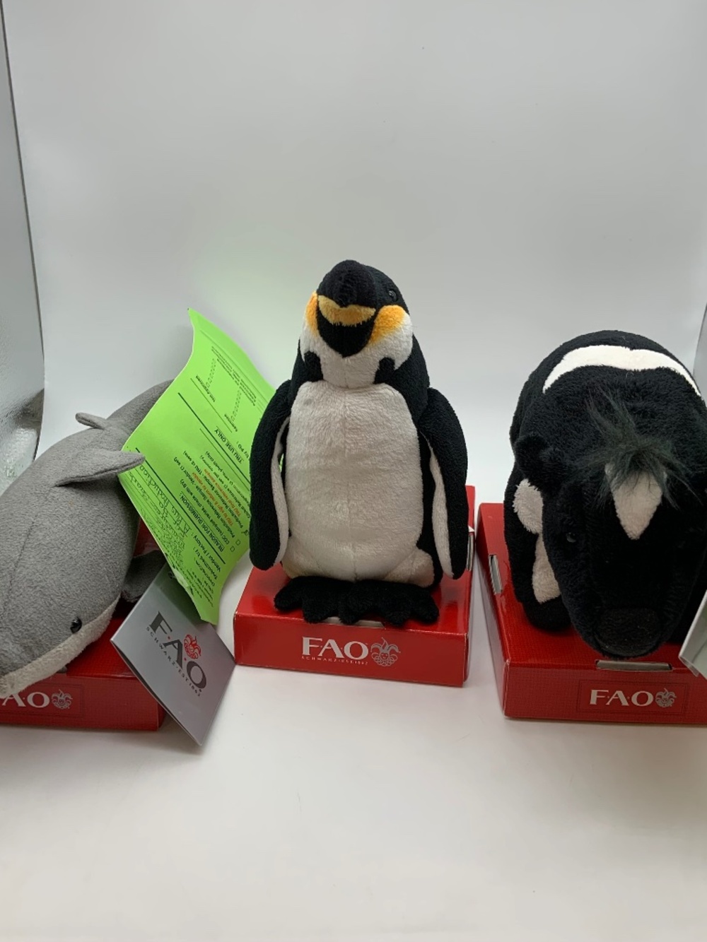 Fao Schwarz A Plus Animal Plush Sample Production Models Set of Three w/ Tags